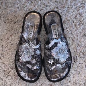Women's Silver Slide Sandals